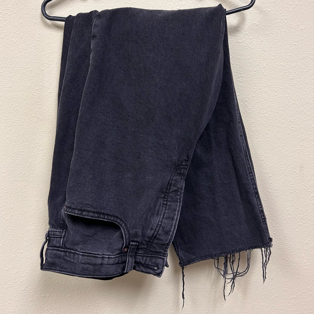 Old Navy Extra High-Rise Sky-Hi Black Fringe Jeans, sz 12